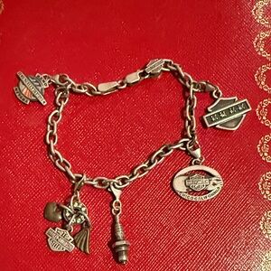 Harley-Davidson Sterling Silver Charm Bracelet with Logo Charms
